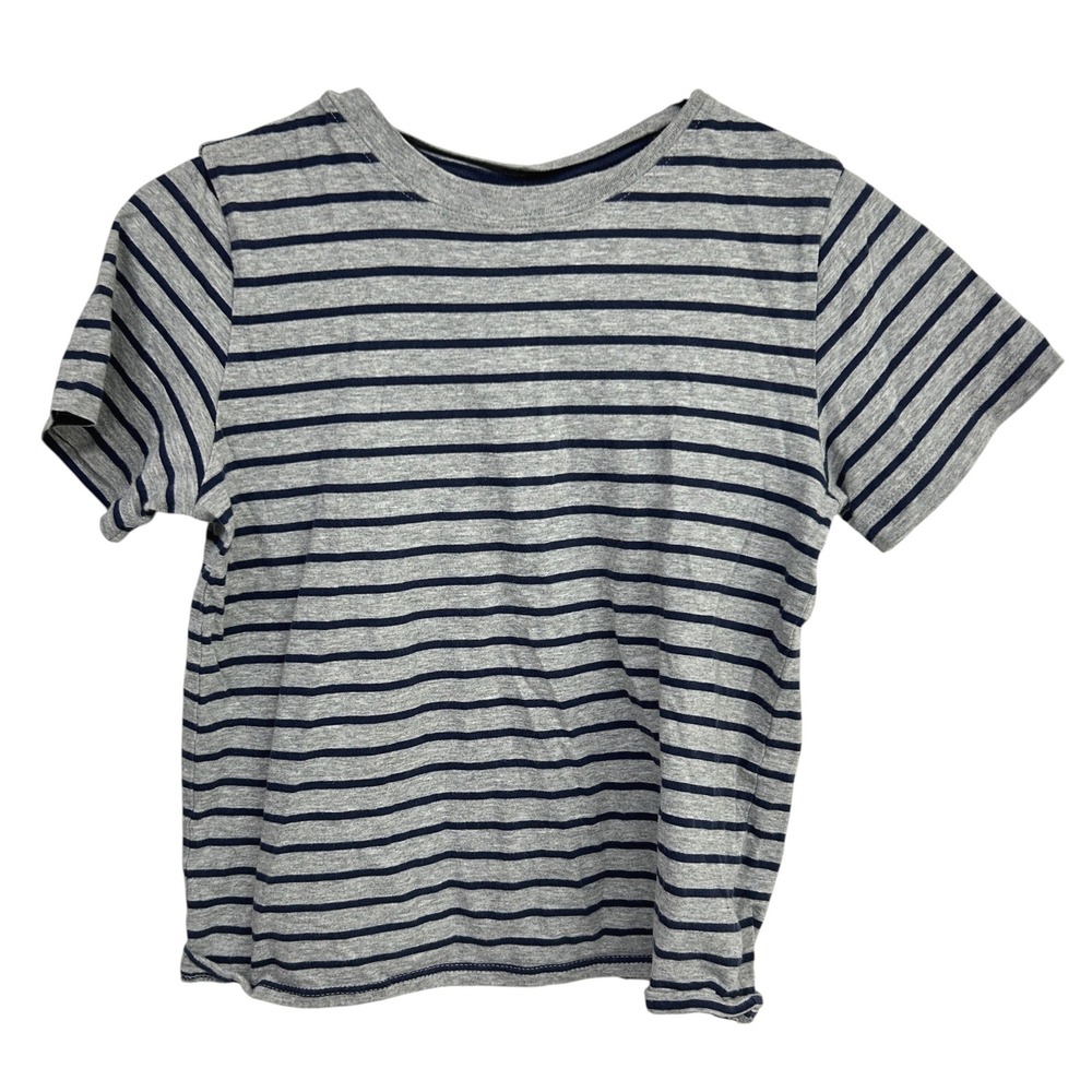 Hanna Andersson Pima Cotton Striped Tee Size 120 Gray Navy Coastal Kids Shirt